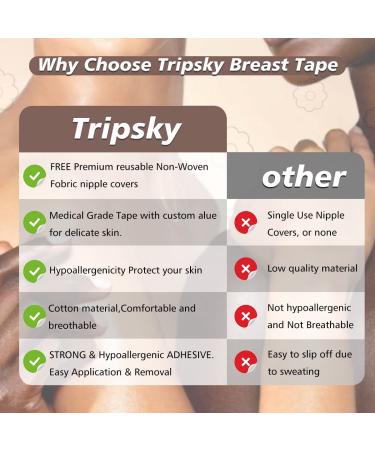XL Breast Lift Tape for A-G(DD) Cup Brown - BoobTape for Large Breasts, Body & Athletic Support with Nipple Cover - Booby Tape Solution - Buy Online on GoSupps.com