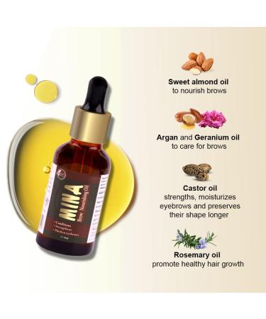 MINA iBrow Nourishing Oil - Stimulate Growth for Eyebrows, Eyelashes, Hair & Skin - 30ml - Buy Online on GoSupps.com