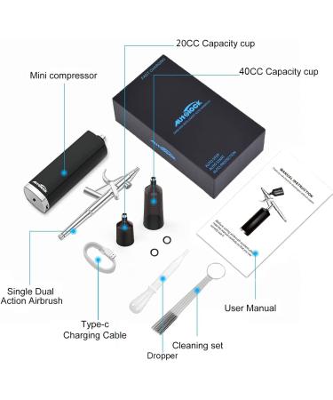 Autolock 32PSI Cordless Airbrush Kit with Rechargeable Compressor - Portable Wireless Air Brush for Barber, Nail Art, Cake Decor, Makeup, Model Painting (Black) - Buy Online on GoSupps.com