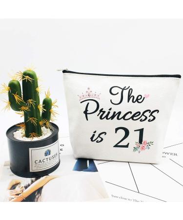 21st Birthday Gifts for Women - Funny 21 Year Old Birthday Gift for Her - Cute Makeup Bag for Daughter, Best Friend - The Princess is 21 - Celebrate Turning Twenty One - Buy Online on GoSupps.com