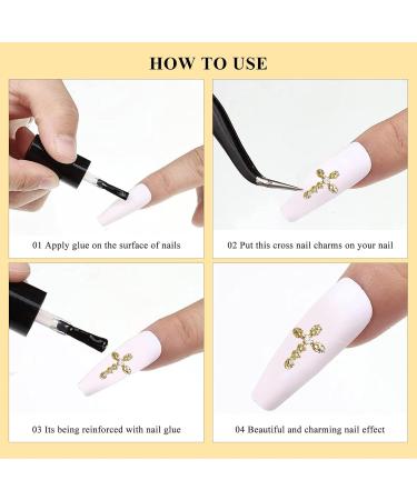 Kryzalite 30-Piece 3D Cross Nail Art Set - Gold & Silver Sparkle with Diamonds for Women's DIY Jewelry & Crafts - Buy Online on GoSupps.com