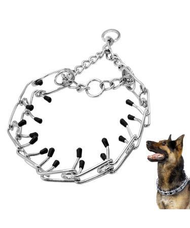 AWAVM Metal Choke Chain for Dog Anti Bark Collars for Dogs Durable Thick Prong Collars for Pet Outdoor Training Stainless Steel Prong Collar for Large Medium Small Dogs(L)