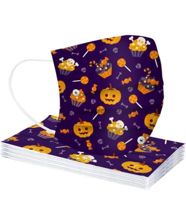 50PC Halloween Disposable Face_Masks for Adults Kids 3-Ply Colorful Breathable Face_Mask with Nose Wire Protective Facemask (50PC disposable for Adults F) - Buy Online on GoSupps.com
