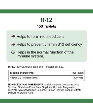 Nature's Bounty Vitamin B12 1000mcg Value Size Helps in energy metabolism in the body 150 Tablets - Buy Online on GoSupps.com