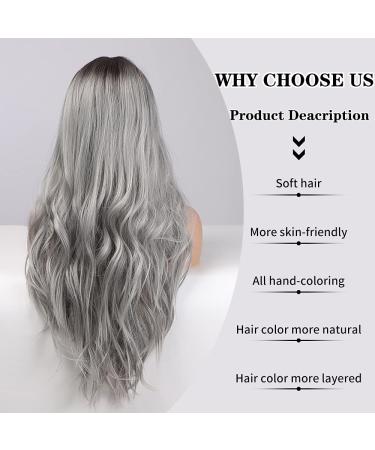 Long Gray Ombre Wig for Women | Synthetic Heat Resistant Cosplay Wavy Wig | Pelucas for Daily Party Use | 26 Inch - Buy Online on GoSupps.com