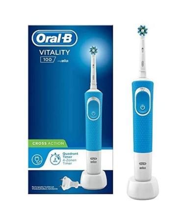 Oral-B Vitality 100 Crossaction Electric Toothbrush White Blue 2 Piece Set