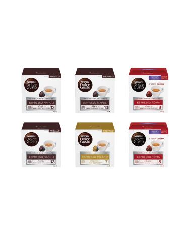 NESCAFE DOLCE GUSTO Nescaf Dolce Gusto Espresso Naples Espresso Roma & Espresso Milan 6 Boxes of 16 Capsules (96 Capsules)