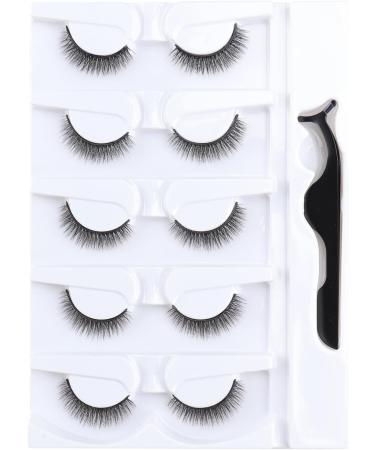 Lifuncren 5 Pairs Reusable Self Adhesive Eyelashes - No Glue or Eyeliner Required- 3D Pre Glued Eyelashes Easy to Put On Natural Look Waterproof False Eyelashes Soft Fluffy Eye Lashes (FZ5-05) - Buy Online on GoSupps.com