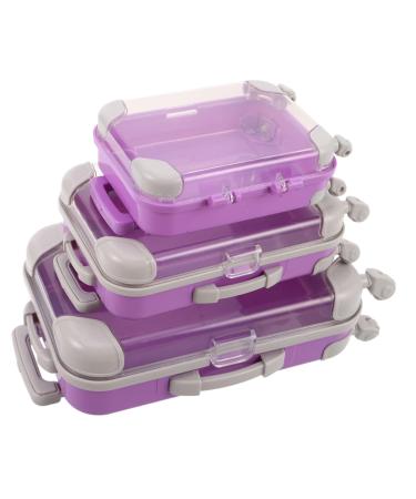 CLISPEED Bo te de Rangement pour Faux Cils Mini Valise Violette Lot de 3 Pi ces Organisateur Transparent et Robuste pour Extensions de Cils Trousse de Maquillage Portable pour Voyage et