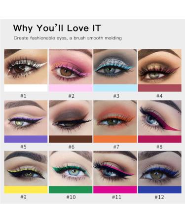 Beauty Searcher Set of 12 Colors Matte Liquid Eyeliner Colorful Waterproof Smudgeproof Durable Matte Eyeliner Clear Eyeliner Highly Pigmented Makeup Eyeliner Pen Kit - Buy Online on GoSupps.com