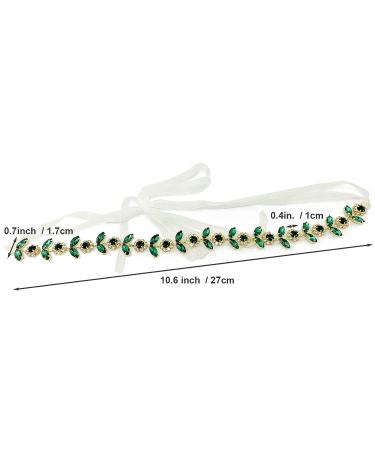 PrettyLife Green Crystal Bridal Headpiece | Rhinestone Wedding Headband for Bride | Gold Hair Accessories - Buy Online on GoSupps.com