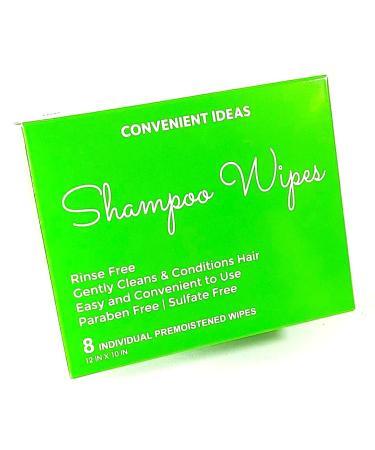 Convenient Ideas Shampoo Wipes (8) Rinse Free Hair Cleansing Dry No Rinse white
