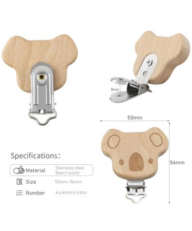 Artestar 6-Piece Wood Pacifier Clip Set | Chic Pacifier Chain Accessories for Babies - Buy Online on GoSupps.com
