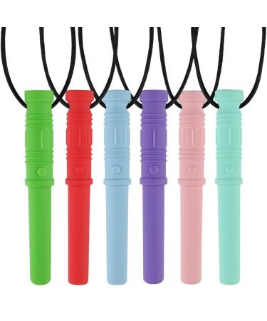 Allnice Chew Necklaces 6 Pcs Chewing Necklaces for Boys and Girls Teething Silicone Sensory Chew Necklace for Children Autism ADHD Anxiety Teething Babies Oral Motor