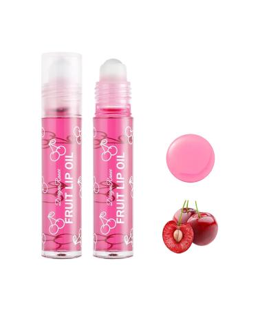 Fujiuia Clear Lip Gloss Natural Fresh Fruit-Flavored Lip Glaze Transparent Long Lasting Moisturizing Glossy Roll-on Lip Oil Lipstick J06-Cherry 0.10 Fl Oz (Pack of 1)
