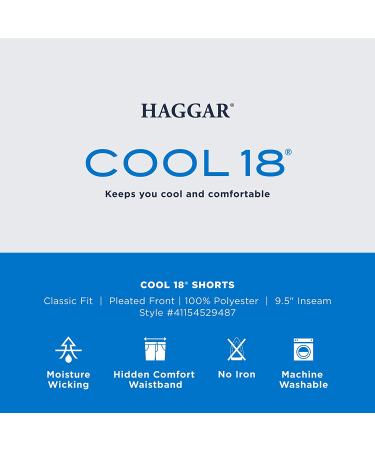 Haggar Men's Cool 18 Pleat Front Shorts - Navy (Size 38) | Regular & Big/Tall Sizes - Buy Online on GoSupps.com