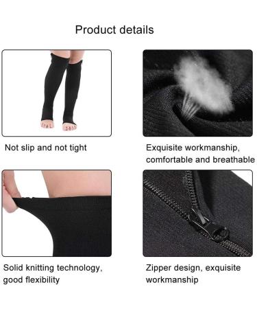 Brrnoo Compression Stockings for Varicose Veins | Unisex Knee Hollow Socks (S/M Black) - Non-Slip & Seamless Sports Support - Buy Online on GoSupps.com