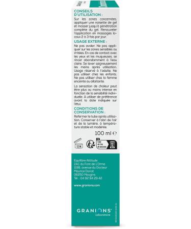 GRANIONS Chondrost o Gel de Massage Chauffant D contractant Musculaire Fort Articulations & Muscles Huiles Essentielles Massage Articulations et Muscles Gel 100 ml - Buy Online on GoSupps.com