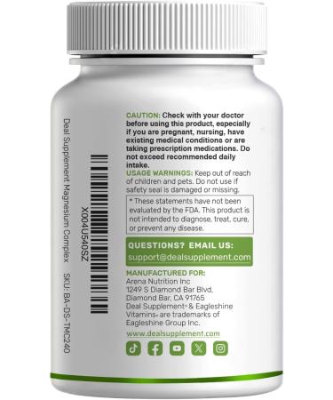 Magnesium Complex 1 000mg 240 Capsules Triple Magnesium Complex with Magnesium Glycinate Citrate Oxide Mineral Supplements with Max Strength Elemental Forms + 100% Chelated & Purified - Buy Online on GoSupps.com