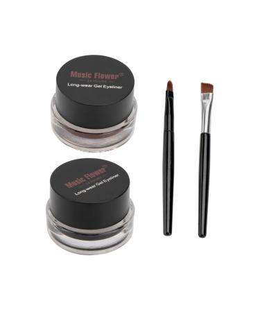 Mipcase 2pcs Black Eyeshadow Eyeliner Pencil Brown Eyeliner Eye Shadow Cream Eyeshadow Cream Set Lasting Gel