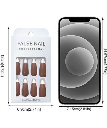 Press on Nails Professinal False Nail Kit -3D French Long Press on Nails Glossy Fake Nails Full Cover Ballerina Nails Tips for Women and Girls Gift (Color : H) (H) - Buy Online on GoSupps.com