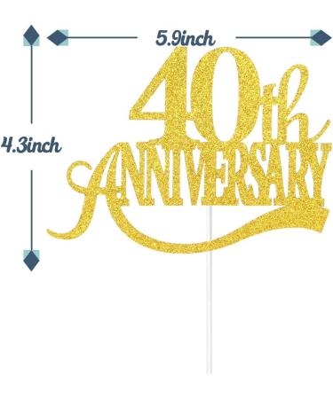 Tenhaisi Glittery Gold Happy 40th Anniversary Cake Topper Cake Topper for 40th Anniversary Wedding Engagement 40th Anniversary Decoration - Buy Online on GoSupps.com