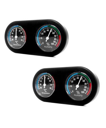 Roseflower 2 Pack Reptiles Thermometer Hygrometer double disc precision mechanical dial Temperature air humidity measuring device for for reptiles terrariums (no battery required)