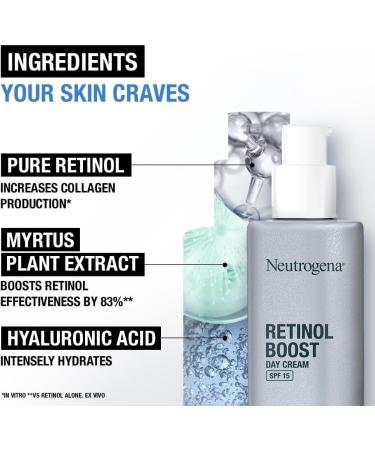 Neutrogena Retinol Boost Day Cream with SPF 15 (1x 50ml) Multi-Benefit Retinol Moisturiser to Reduce Fine Lines and Smooth Texture Lightweight SPF Day Cream - Buy Online on GoSupps.com