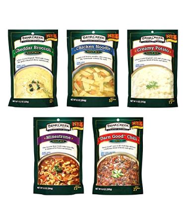 Bear Creek Country Kitchens Soup Mix Variety FIVE Pack Creamy Potato/Chicken Noodle/Minestrone/Cheddar Broccoli/Darn Good Chili