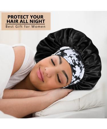3PCS Satin Bonnets for Black Women - XL Hair Bonnets for Sleeping Braids & Curly Hair - C-Black, Teal, Purple - Buy Online on GoSupps.com