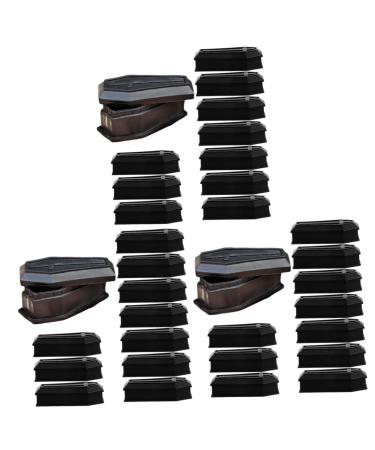 Ciieeo 30 Pcs Coffin Model Graveyard Prop Halloween Coffin Statue Coffin Shaped Boxes Candy Bowls Decorative Haunted House Prop Toys Ornament Prank Props With Cover Plastic Fake 5.5X3.7X2.3CMx3pcs Blackx3pcs