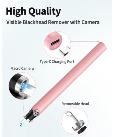 Blackhead Remover Tool Kit with Camera | Stainless Steel Pimple Popper Extractor for Blemish, Whitehead, Comedone, Zit, Acne | Pink - Buy Online on GoSupps.com