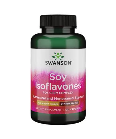Swanson Soy Isoflavones - Natural Menopause Supplements for Women - Promotes Bone Health & Cardiovascular Maintenance - Premium Source of Soy Nutrition - (120 Capsules 750mg Each)