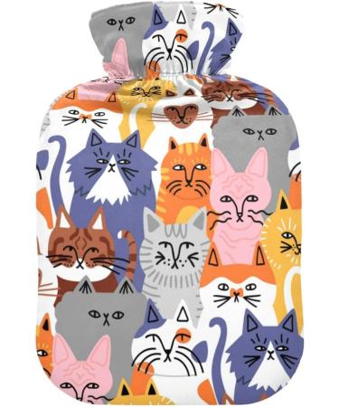 Naanle Cartoon Cats Hot Water Bottle - 1L Transparent Design for Pain Relief & Warm Therapy | Ideal Bed Hand & Feet Warmer - Buy Online on GoSupps.com