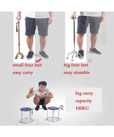 Safety Crutches Portable Crutches with Led Light Elderly Walking Sticks Aluminum Lightweight Four Leg Walking Cane Adjustable Canes Comfortable Independence Four Feet Frosted Gold - Buy Online on GoSupps.com