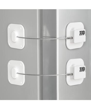 MrBullock 2 Pack Refrigerator Lock Fridge Locks for Kids Keyless Child Safety Cabinet Locks for Cabinets Closets Drawers Window Electrical Appliances White 2pack