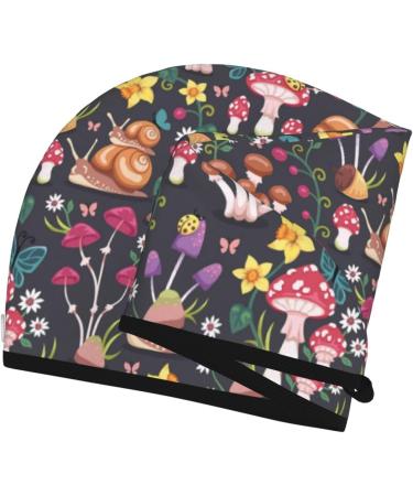 Hair Towel Wrap - Quick Drying Towel Turban with Button | Stylish Mushrooms Snails & Butterflies Design - Perfect for All Hair Types - Buy Online on GoSupps.com