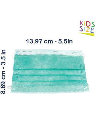 DermSource Kids 3-Layer Disposable Face Masks - 25 Pack, Made in USA - Breathable Green Face Coverings for Boys and Girls - Buy Online on GoSupps.com