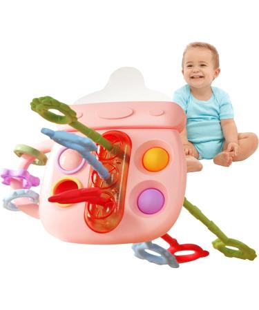Buy Sensory Tensile Cutting Toys - Bottle-Shaped Dental Aid for Babies & Kids | Silicone Teething Toys in Sweet Pink - Buy Online on GoSupps.com
