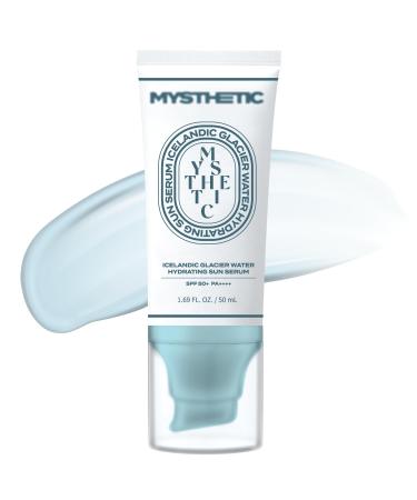 MYSTHETIC Icelandic Glacier Sun Serum - Ultra-Moisturizing Makeup-Friendly SPF 50+ PA++++ Centella Sunscreen with Rice Apple Aloe & Jojoba Oil - 1.69 FL. OZ.