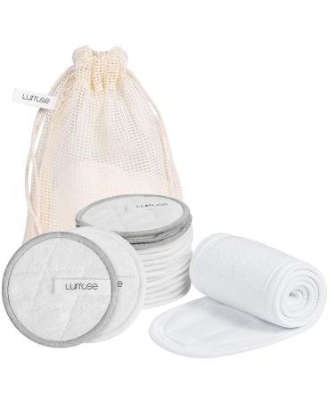 16 pieces of washable slurry pads Reusable cotton pads bamboo and cotton make -up remote pads with laundry bag and spa headband