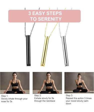 3-Piece H ki Meditation Breath Chain - Stainless Steel Mindful Breathing Necklace for Stress Relief & Relaxation - Buy Online on GoSupps.com