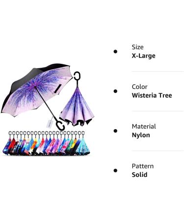 owen kyne Windproof Double Layer Folding Inverted Umbrella  Self Stand Upside-down Rain Protection Car Reverse Umbrellas with C-shaped Handle Wisteria Tree - Buy Online on GoSupps.com