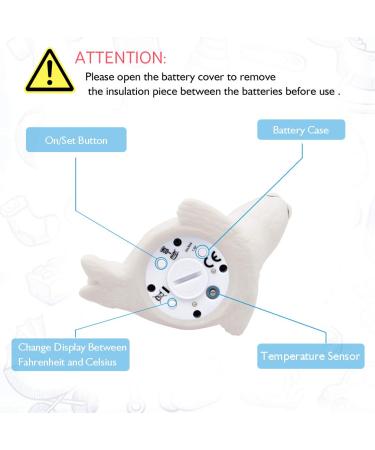 Doli Yearning Baby Bath Thermometer - Seal Shape, White | Room & Water Temperature | Kids Bathroom Safety - Buy Online on GoSupps.com