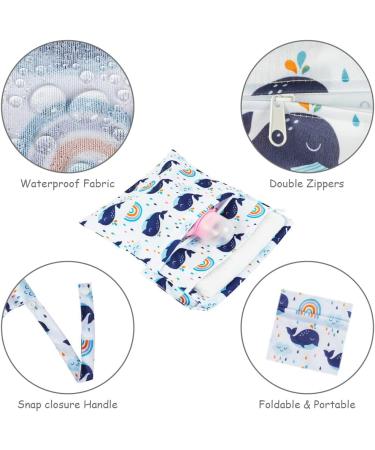Vicloon Wet Bag 2 PCS - Waterproof Reusable Cloth Diaper Bags for Babies | Double Zipper Pockets | Ideal for Swimming, Travel, Gym | Whale Design - 2 Pack - Buy Online on GoSupps.com