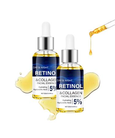2 Pcs Retinol Serum for Face Ultra Hydrating & Anti-Aging Serum Reduce Wrinkles & Fine Lines Improve Elasticity Smooth Texture Minimize Pores Even Skin Tone Gentle Formula for All Skin Types 2.12 oz