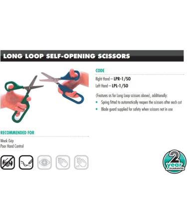 PETA Easi-Grip Children's Left Handed Long Loop Scissors - Stainless Steel and Long Loop Handle - Self Opening - Ergonomic Grip to Increase Stability - Ideal for Anyone with Poor Hand Control Weak Grip and Joint Problems - 45mm Rounded Blade - Buy Online on GoSupps.com