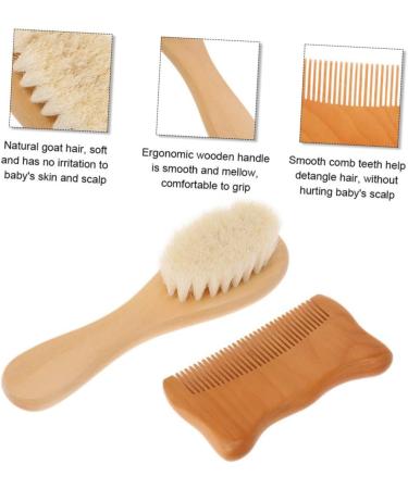 Healvian 2pcs Wooden Hair Comb & Brush Set for Toddlers and Infants - Solid Wood Grooming Kit for Newborns - Buy Online on GoSupps.com