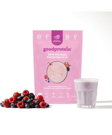 Good Protein Vegan Plant-based Protein Powder 100% Natural Non-GMO Dairy-free Gluten-free Soy-free No Added Sugar and Nothing Artificial. Mixed Berries All-in-One Shake 440 grams Mixed Berry 440 g