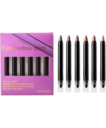 Gitekain Shimmer Eyeshadow Stick Eyeshadow Stick 6 Colors Eyeshadow Pencil Crayon Bleach Shimmer Smudgeproof Eyeshadow Stick Eye Brightener Pencil for Women - Buy Online on GoSupps.com